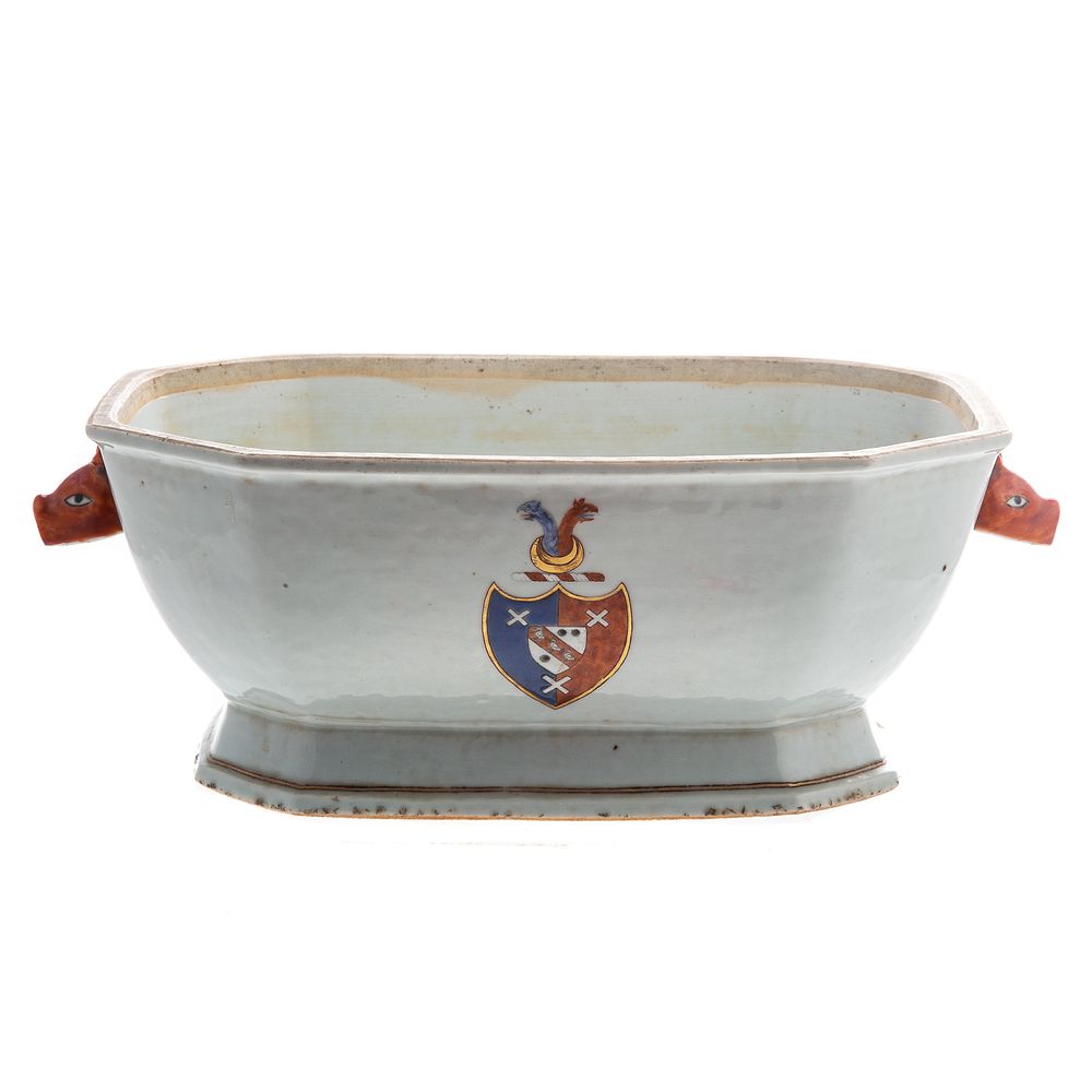 Appraisal: Chinese Export Armorial Tureen Base Circa - octagonal form with