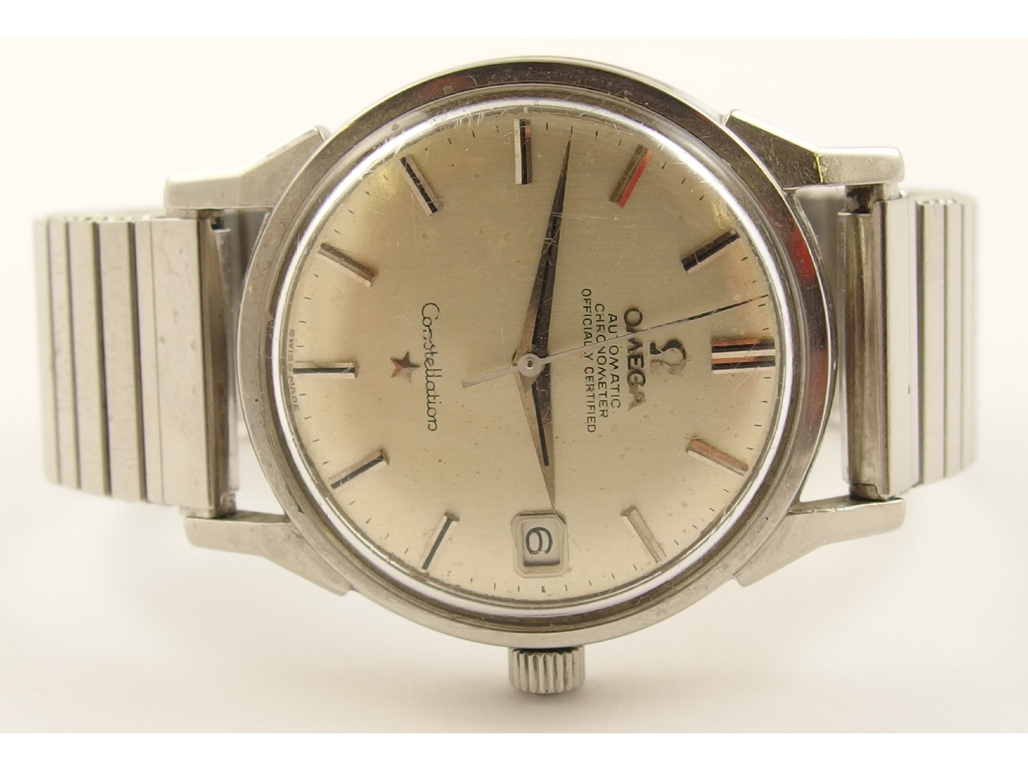 Appraisal: A stainless steel Omega Constellationthe cream dial marked Omega Automatic