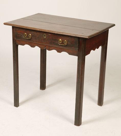 Appraisal: A GEORGE II OAK SIDE TABLE with a rectangular top