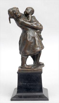 Appraisal: CHRISTINE PLATTNER GIRL WITH BABY Bronze impressed signature and dated