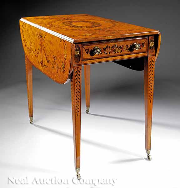 Appraisal: A Fine George III Satinwood Paint-Decorated Pembroke Table c -