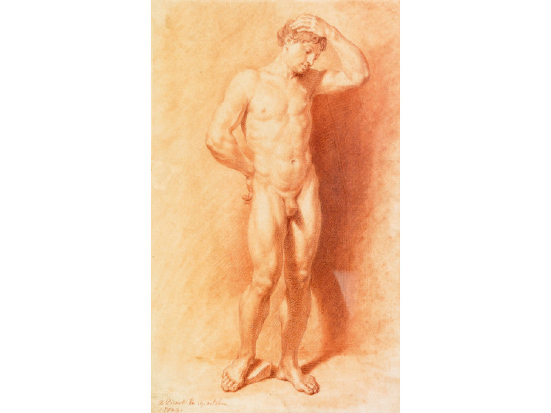 Appraisal: BERNARD PICART FRENCH - Standing male nude red chalk drawing