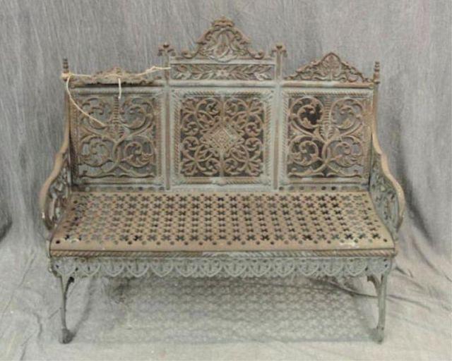 Appraisal: Victorian Iron Bench Marked on back 'Pat May th '