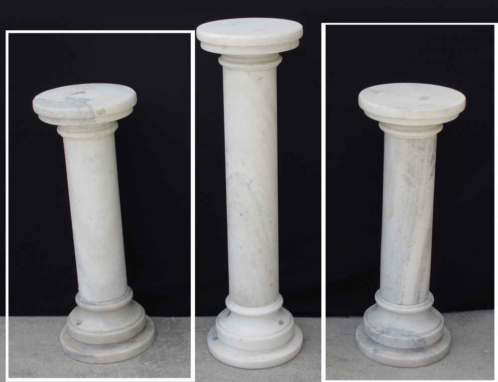 Appraisal: PAIR OF WHITE MARBLE PEDESTALS '' h x '' dia