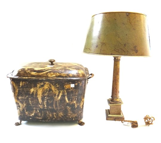 Appraisal: A Regency style coal purdonium with twin handles and lions