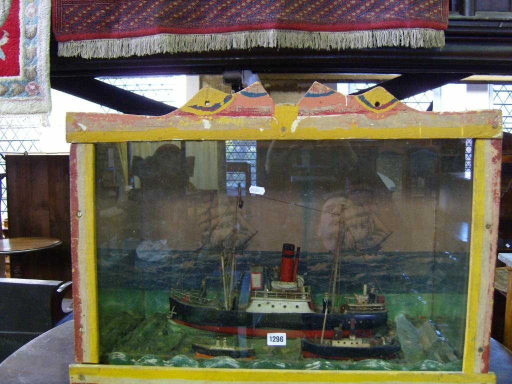 Appraisal: A Victorian painted model of a steamboat mounted in painted