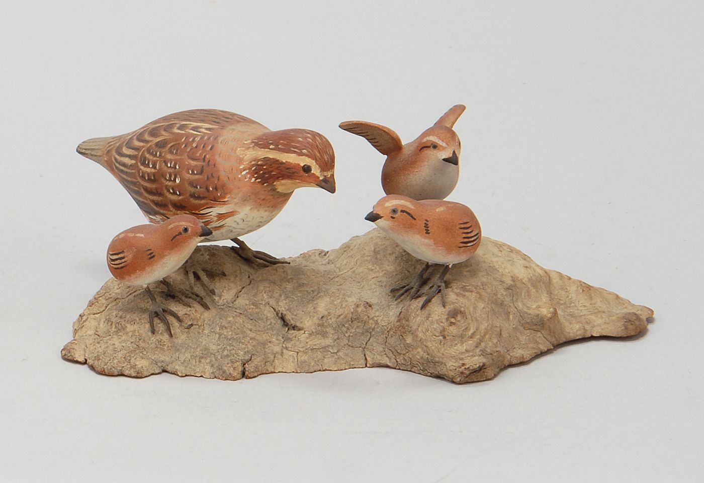 Appraisal: CARVED BOBWHITE FAMILY By Wendell Gilley Titled and dated on