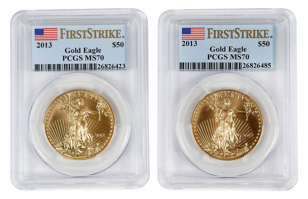 Appraisal: Pair of American Gold Eagles one ounce each Condition both