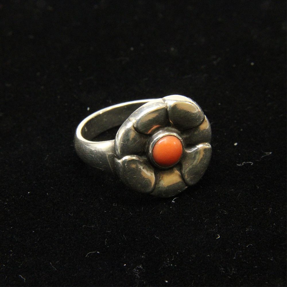 Appraisal: Georg Jensen Coral Flower Ring circa - A sterling silver