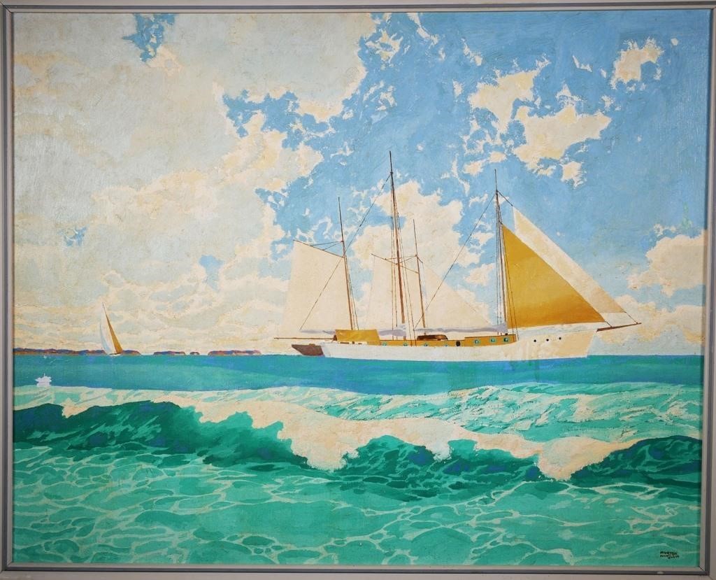 Appraisal: Oil on board painting by Morton Winslow of Sarasota Sailing