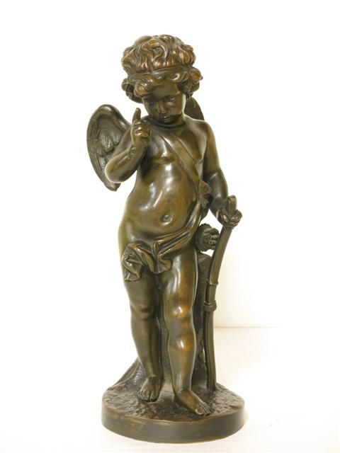 Appraisal: FRENCH BRONZE FIGURE OF CUPID Probably th c pointing his