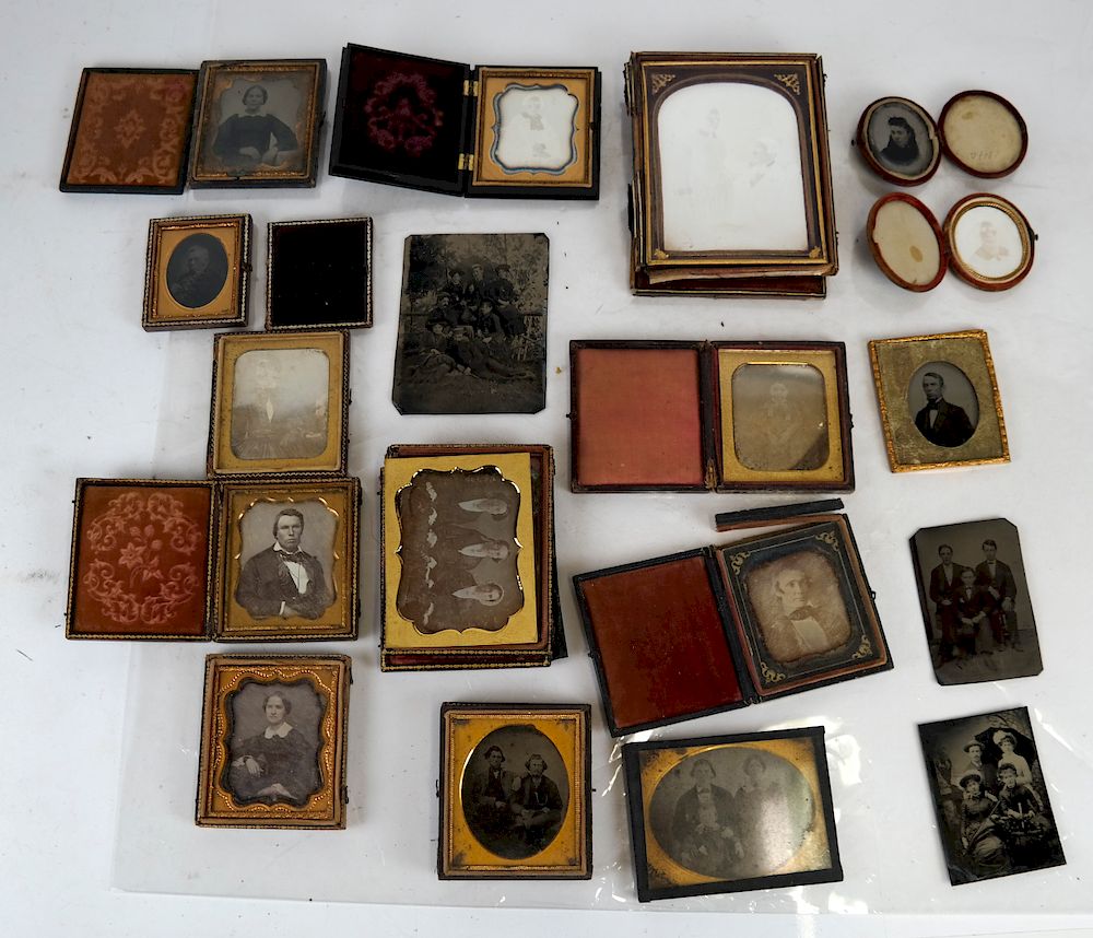 Appraisal: Large Lot of Daguerreotypes framed mounted and unframed daguerreotypes various