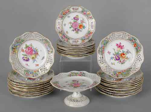 Appraisal: Collection of Dresden reticulated porcelain to include eighteen plates dia