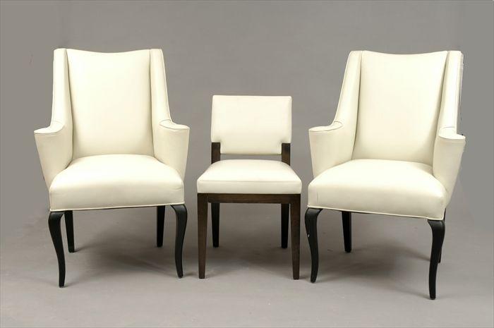 Appraisal: Set of Six Contemporary Ebonized Leather-Upholstered Side Chairs in the