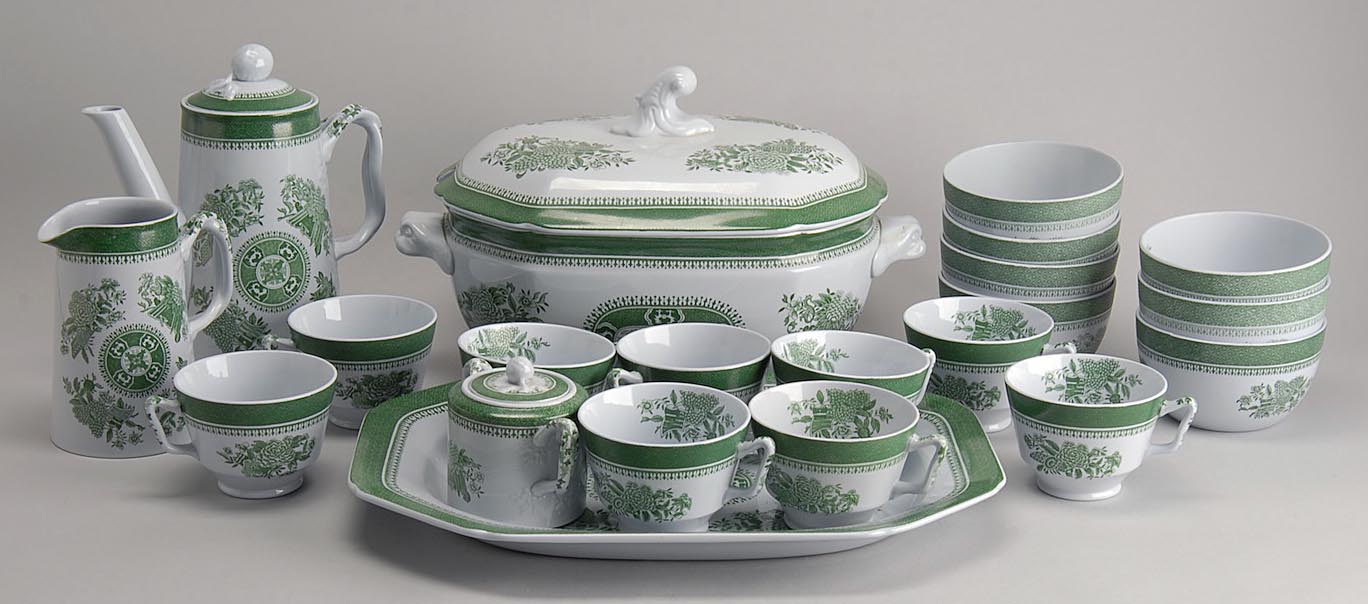 Appraisal: PARTIAL SET OF COPELAND SPODE CHINA in green Fitzhugh pattern