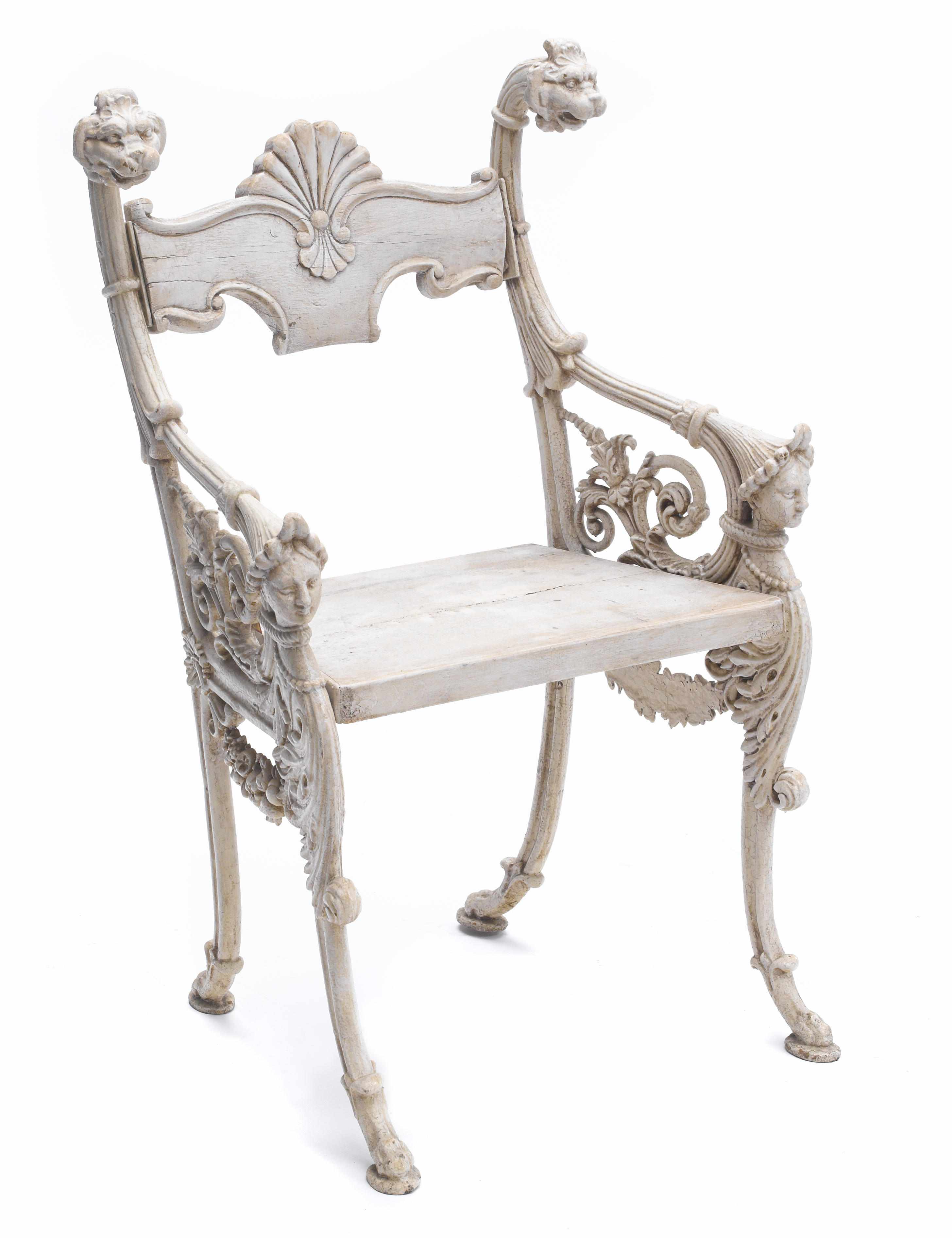 Appraisal: A Victorian cast iron garden chair th centuryheight in width