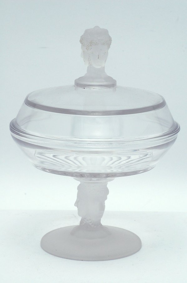 Appraisal: Early American Pattern Glass covered compote clear glass with frosted