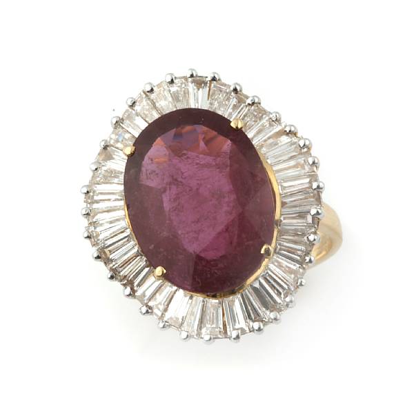 Appraisal: A pink tourmaline diamond and gold ballerina ring