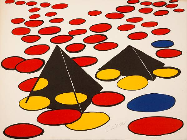 Appraisal: Alexander Calder American - Untitled Two Black Pyramids with Circles