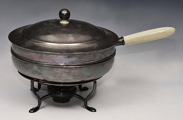 Appraisal: A TIFFANY CO WHITE METAL CIRCULAR CHAFING DISH AND COVER