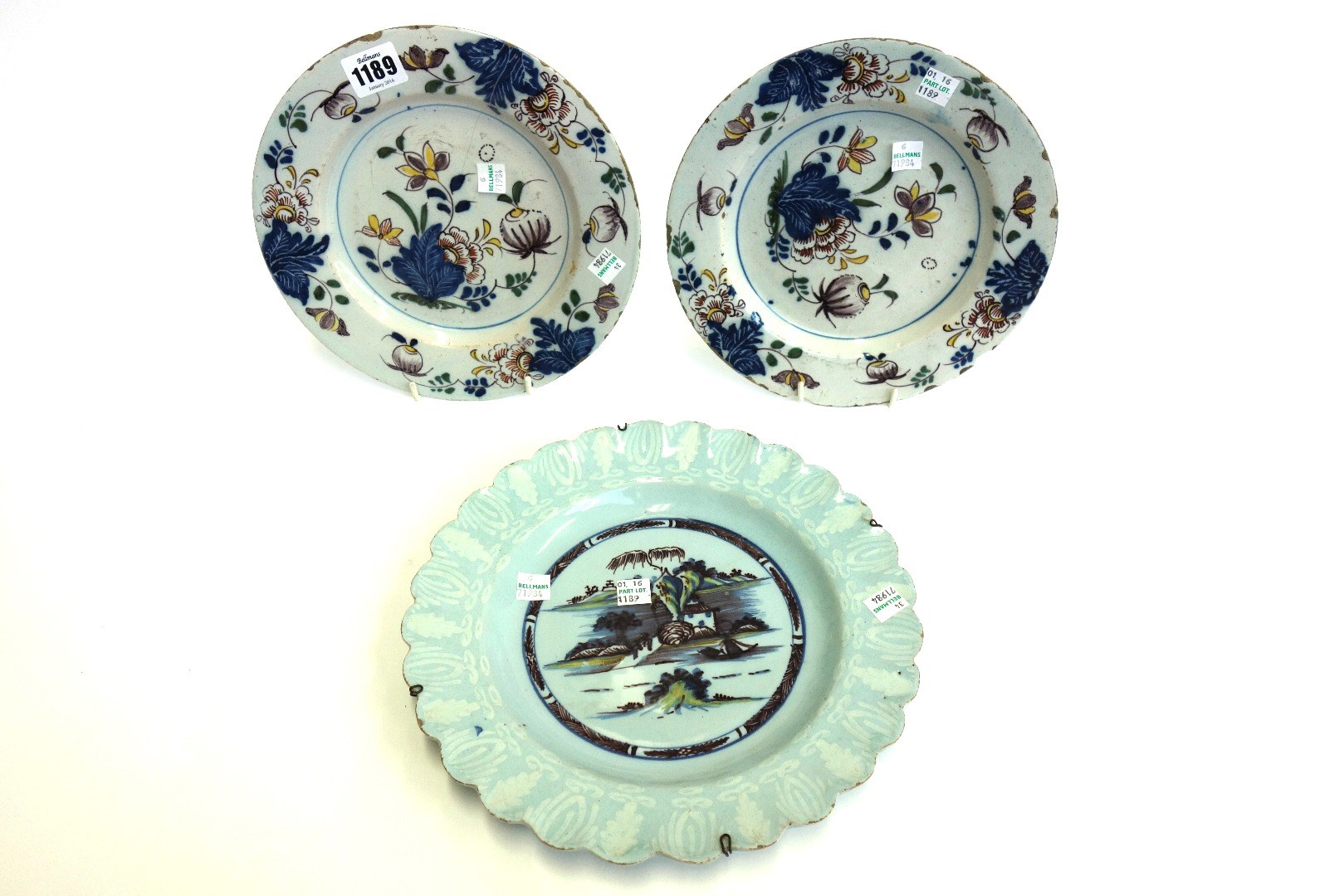 Appraisal: A Bristol delftware polychrome plate circa painted with a Chinese