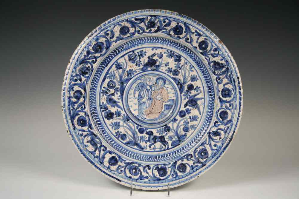 Appraisal: TH C CHARGER - Circa French Tin-Glazed Faience Charger with