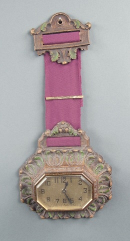 Appraisal: Deluxe Louis XVI Fob Clock Composition with ribbon connectors Sticker