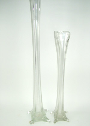 Appraisal: Two tall clear glass vases with slender tapering bodies and