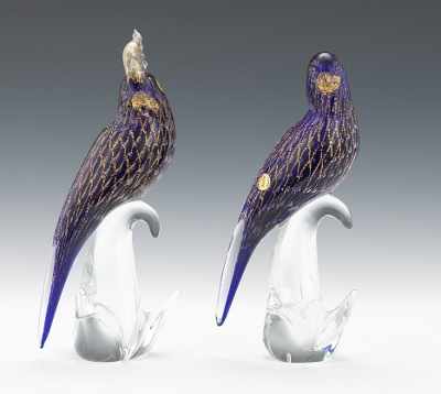 Appraisal: A Pair of Murano Glass Birds Depicting a male and