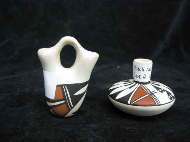 Appraisal: pcs Acoma Indian Pottery miniature wedding jug and vase artist