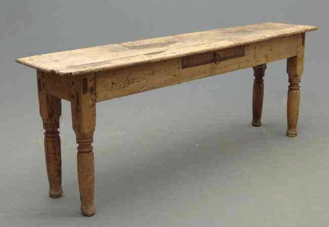 Appraisal: Primitive pine single drawer serving table Top '' x ''