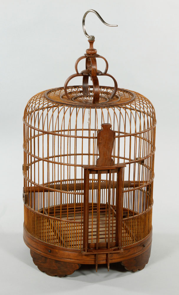 Appraisal: - Chinese Hardwood Bird Cage Hardwood bird cage China h