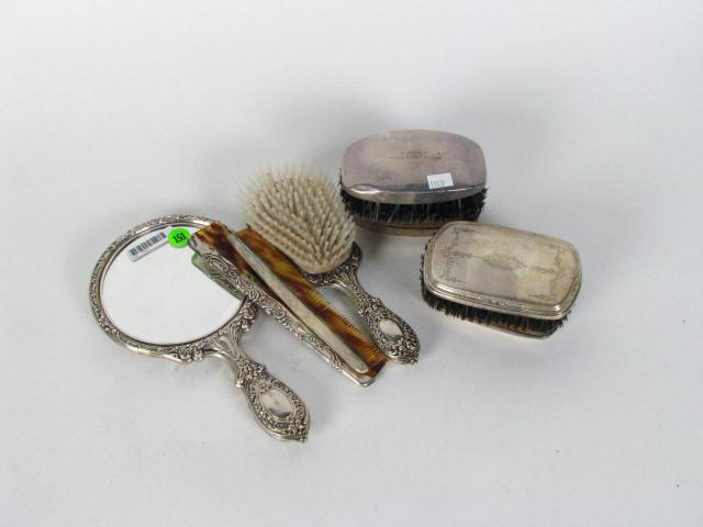 Appraisal: Group of Sterling Silver Dresser Accessories including a hand mirror