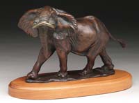 Appraisal: DAVID SCHAEFER American th Century ELEPHANT Small bronze elephant in