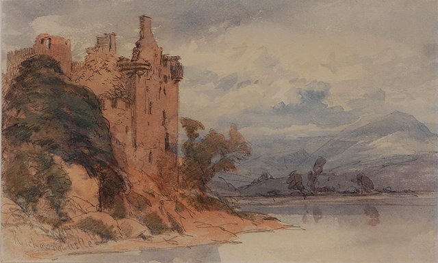 Appraisal: THOMAS MILES RICHARDSON JNR - Richmond Castle pencil and watercolour