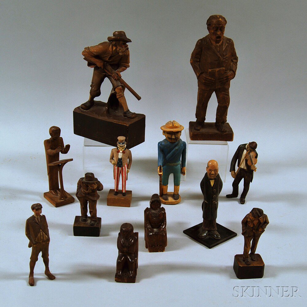 Appraisal: Group of Modern Figural Wood Carvings th century including two