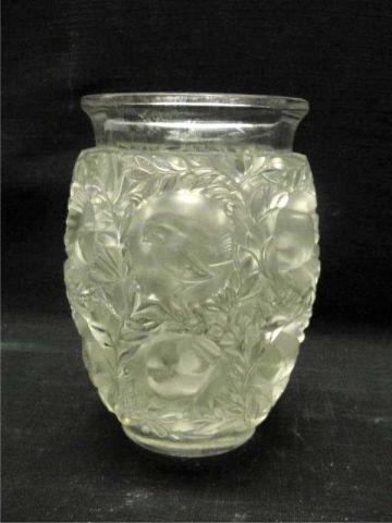 Appraisal: Lalique France Glass Vase with Birds among Leaves From a