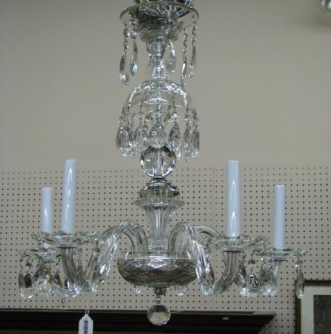 Appraisal: Vintage -branch crystal chandelier newly re-wired and cleaned nice condition