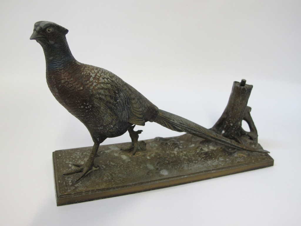 Appraisal: Austrian cold painted match striker modelled as a pheasant on