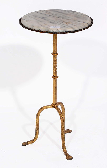 Appraisal: A SMALL GILT METAL MARBLE TOPPED OCCASIONAL TABLE with tripod