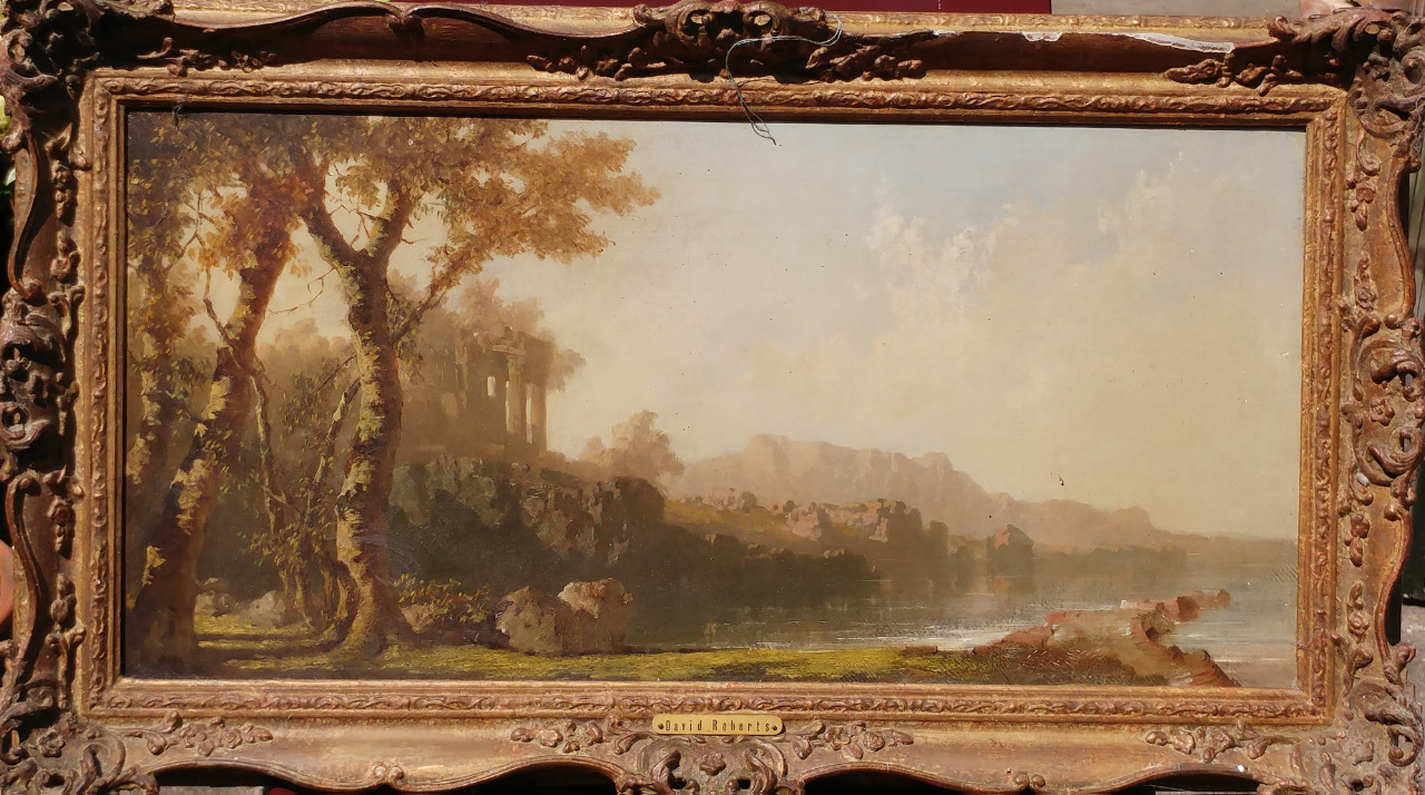 Appraisal: Attributed to David Roberts - Classical riverscape oil on canvas