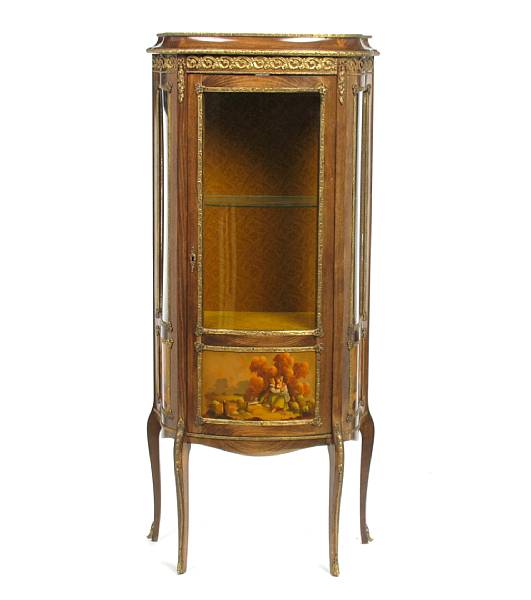 Appraisal: A Louis XV style vitrine cabinet height ft width in