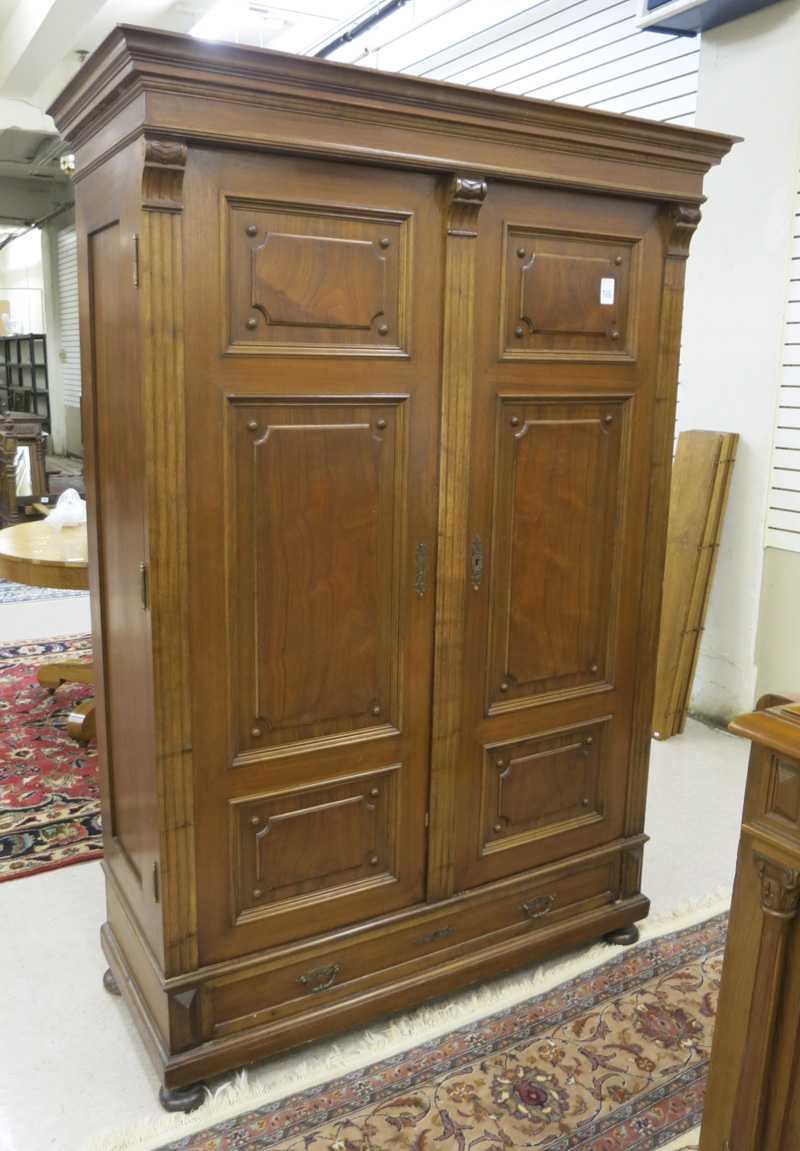 Appraisal: TWO-DOOR WALNUT WARDROBE Vienna Austria late th century H x