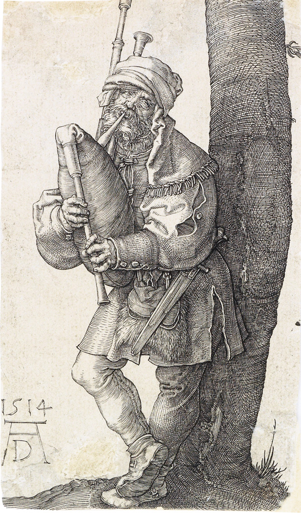 Appraisal: ALBRECHT D RER The Bagpiper Engraving x mm x inches