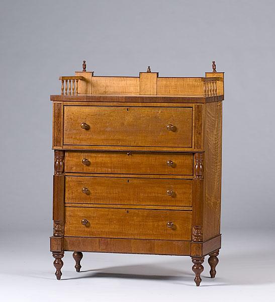 Appraisal: TIGER MAPLE SHERATON BUREAU Midwestern ca - Maple and cherry