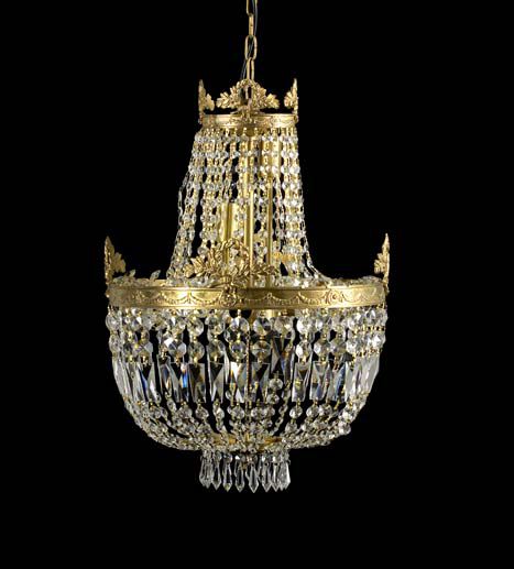 Appraisal: French Gilt-Brass and Cut Glass Chandelier in the Restauration taste