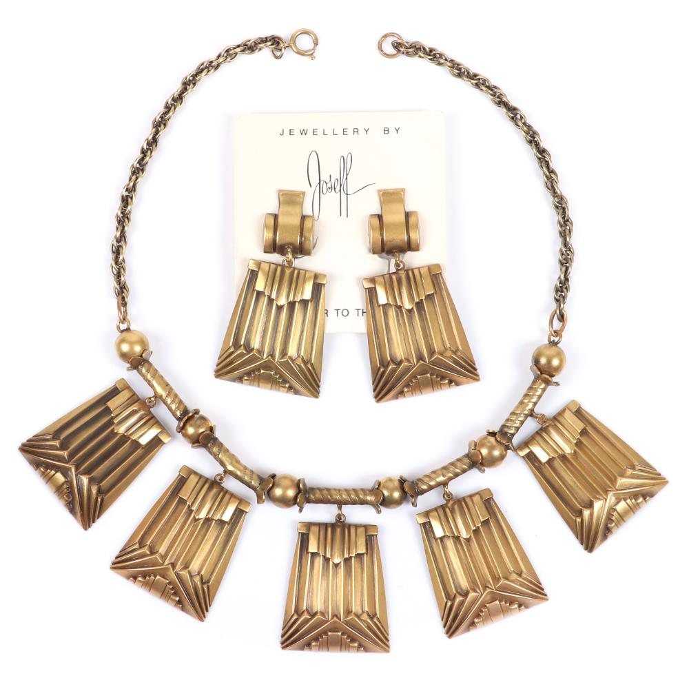 Appraisal: JOSEFF OF HOLLYWOOD DECO EGYPTIAN REVIVAL COLLAR NECKLACE AND EARRING