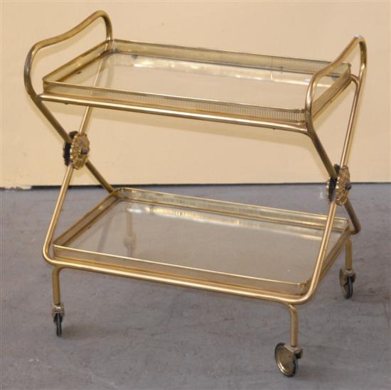 Appraisal: BRASS SERVING CART Neo classical style Two tier fitted with