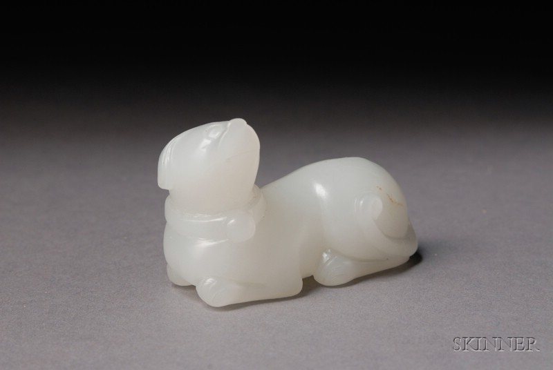 Appraisal: Jade Dog th century pure white stone lg in