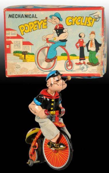 Appraisal: Linemar Mechanical Popeye Cyclist Wind-Up in O B Description Japanese